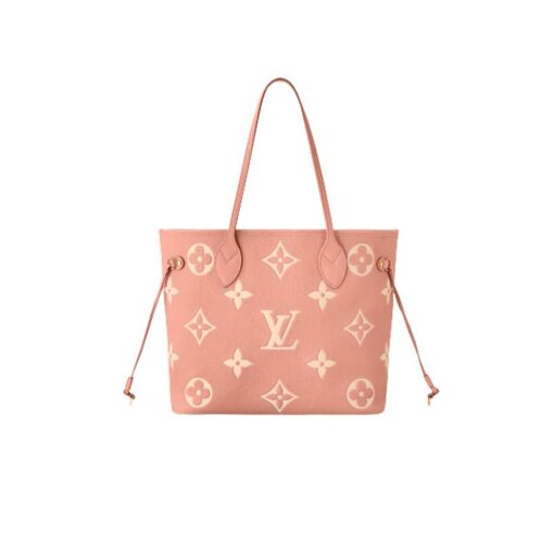 Neverfull MM tote bag Monogram Empreinte leather Pink