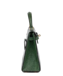 Hermès Vert Moyen Lizard Leather Vintage Convertible Kelly 15cm