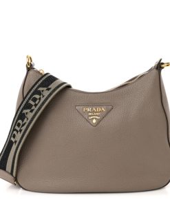 Prada Vitello Daino Hobo Clay Grey