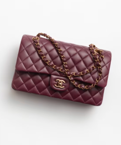 Chanel bag Lambskin & Brown Metal Burgundy