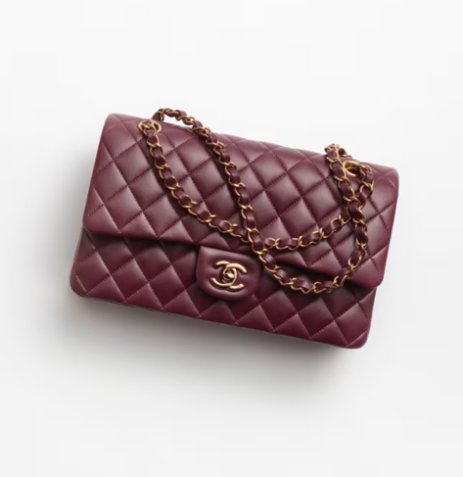 Chanel bag Lambskin & Brown Metal Burgundy