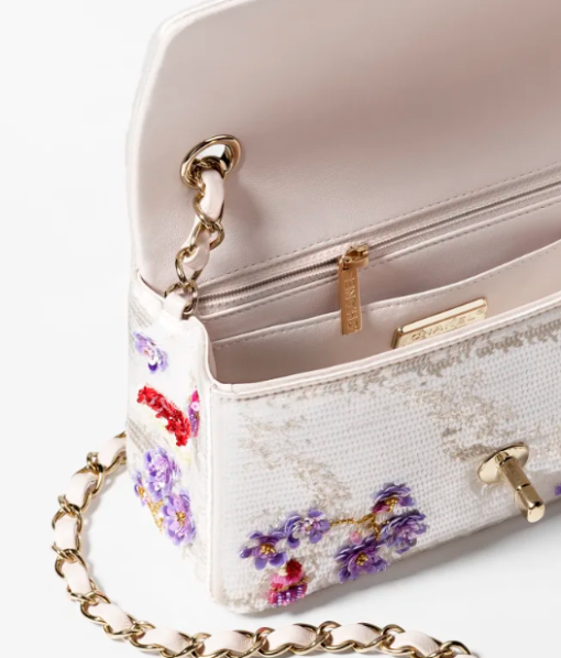 Chanel bag Embroidered Satin, Sequins, Glass,