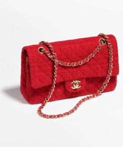 Chanel bag Wool & Gold-Tone Metal Red