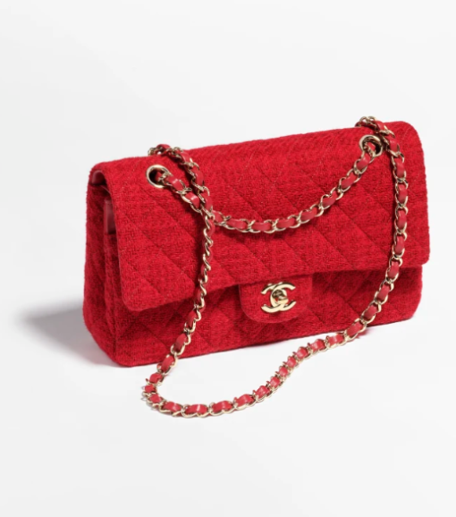 Chanel bag Wool & Gold-Tone Metal Red