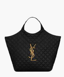 YSL ICARE MAXI SHOPPING BAG IN QUILTED BLACK