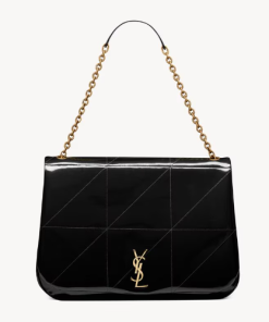 YSL JAMIE 4.3 IN PATENT EFFECT FABRIC BLACK