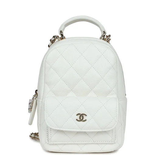 Chanel Mini Phone Holder Backpack White