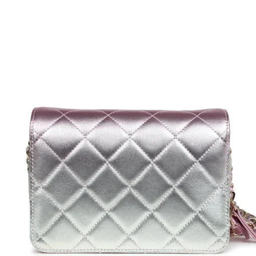 Chanel Mini Flap Bag Pink and Silver Metallic