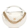 Chanel Mini Round Hobo Pouch Bag White