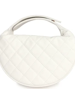 Chanel Mini Round Hobo Pouch Bag White