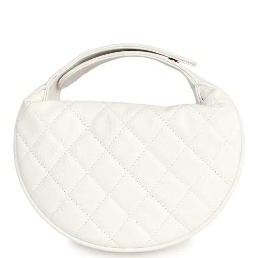 Chanel Mini Round Hobo Pouch Bag White