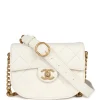 Chanel Mini Round Messenger Flap Bag White