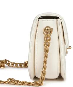 Chanel Mini Round Messenger Flap Bag White