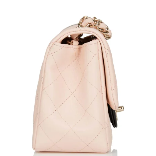 Chanel Mini Square Flap Bag Pink and Black