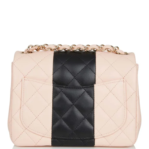 Chanel Mini Square Flap Bag Pink and Black