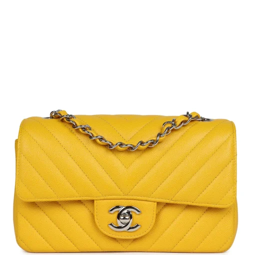 Chanel Mini Rectangular Flap Yellow Chevron