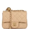 Chanel Mini Square Pearl Crush Flap Bag Beige