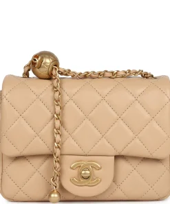 Chanel Mini Square Pearl Crush Flap Bag Beige