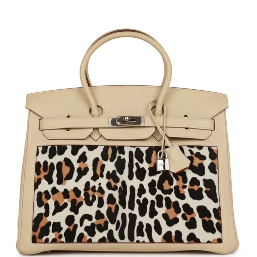 Hermès Birkin 35 Parchemin Togo and Leopard Troika Palladium