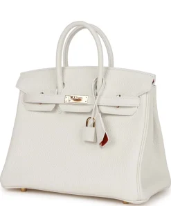 Hermès Birkin 25 White Verso Clemence Permabrass