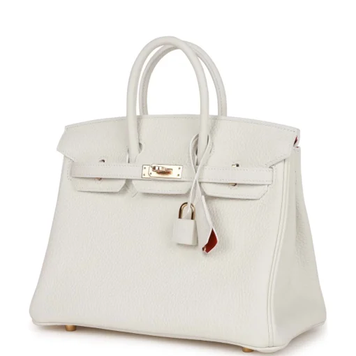 Hermès Birkin 25 White Verso Clemence Permabrass