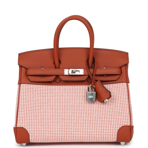 Hermès Quadrille Birkin 25 Sanguine Swift and Toile Palladium