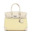 Hermès Birkin 30 Nata Swift and Jaune Toile Palladium