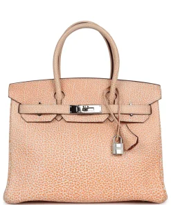 Vintage Hermès Birkin 30 Orange Dalmatian Buffalo