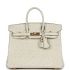 Hermès Birkin 25 Beton Ostrich Gold Hardware