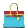 Hermès Tri-color Birkin 30 Bleu Aztec