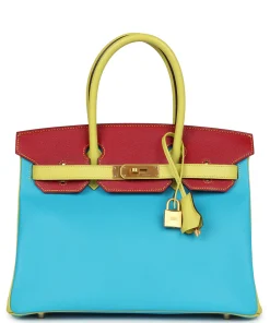 Hermès Tri-color Birkin 30 Bleu Aztec