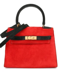 Hermès Rouge Vif & Black Veau Doblis Vintage Kelly 20cm