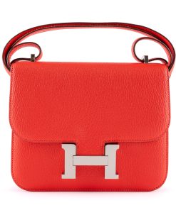 Hermès Rose Texas Chèvre Mysore Constance Mini