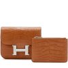 Hermès Gold Matte Alligator Constance Slim Wallet Palladium