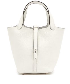 Hermès White Clemence Picotin Lock 18 Palladium