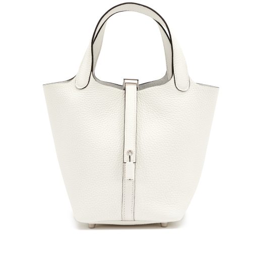 Hermès White Clemence Picotin Lock 18 Palladium