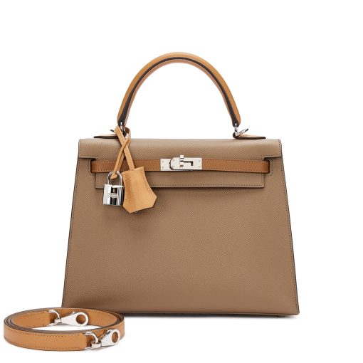 Hermès Etoupe, Alezan and Biscuit Tri-color Kelly 25