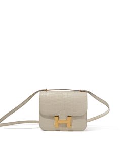 Hermès Beton Matte Alligator Mini Constance 18 Gold