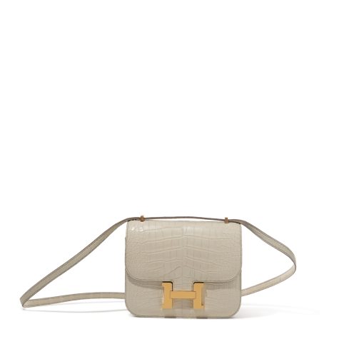 Hermès Beton Matte Alligator Mini Constance 18 Gold