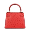 Hermès Rouge Vif Ostrich Leather Kelly 20cm Sellier