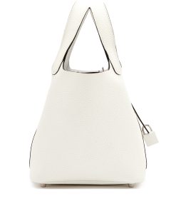 Hermès White Clemence Picotin Lock 18 Palladium