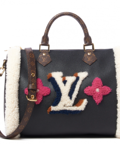 LOUIS VUITTON Calfskin Monogram Teddy Speedy Bandouliere 30 Black