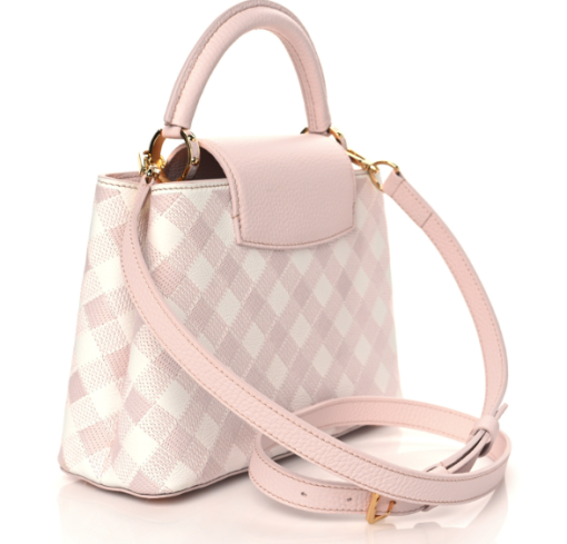 LOUIS VUITTON Taurillon Embroidered Vichy Capucines BB Light Pink