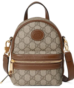 Gucci Mini Canvas Interlocking G Backpack Màu Nâu