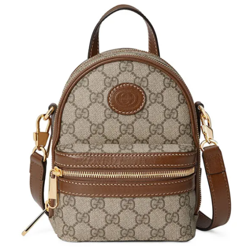 Gucci Mini Canvas Interlocking G Backpack Màu Nâu