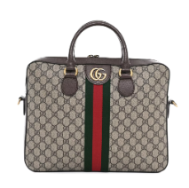 GG Gucci Shoulder Bag Coated Canvas Monogram Beige and Leather