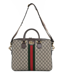 GG Gucci Shoulder Bag Coated Canvas Monogram Beige and Leather