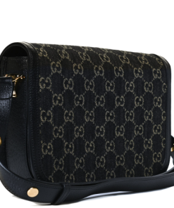 GUCCI Jacquard Black Denim GG Monogram Textured Dollar Black Ivory