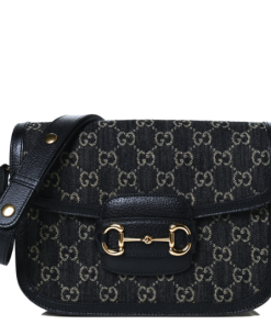 GUCCI Jacquard Black Denim GG Monogram Textured Dollar Black Ivory