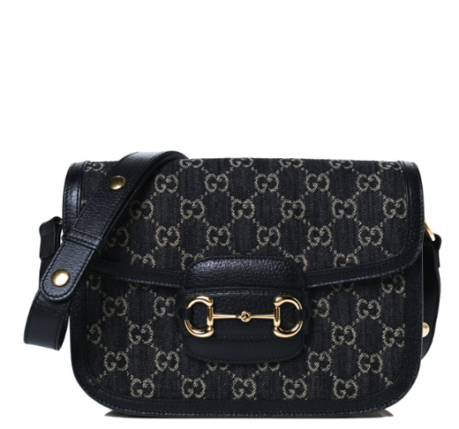 GUCCI Jacquard Black Denim GG Monogram Textured Dollar Black Ivory